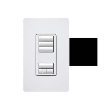 Lutron RRD-W3S-BL RadioRA 2 seeTouch Wall-Mount Designer Keypad - 3 Scene w/ Raise-Lower - Black Finish