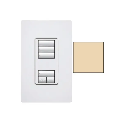 Lutron RRD-W3S-IV RadioRA 2 seeTouch Wall-Mount Designer Keypad - 3 Scene w/ Raise-Lower - Ivory Finish