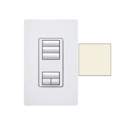 Lutron RRD-W3S-LA RadioRA 2 seeTouch Wall-Mount Designer Keypad - 3 Scene w/ Raise-Lower - Light Almond Finish