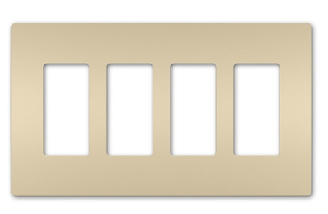 Wattstopper RWP264I Radiant 4-Gang Screwless Wallplate, Ivory Finish