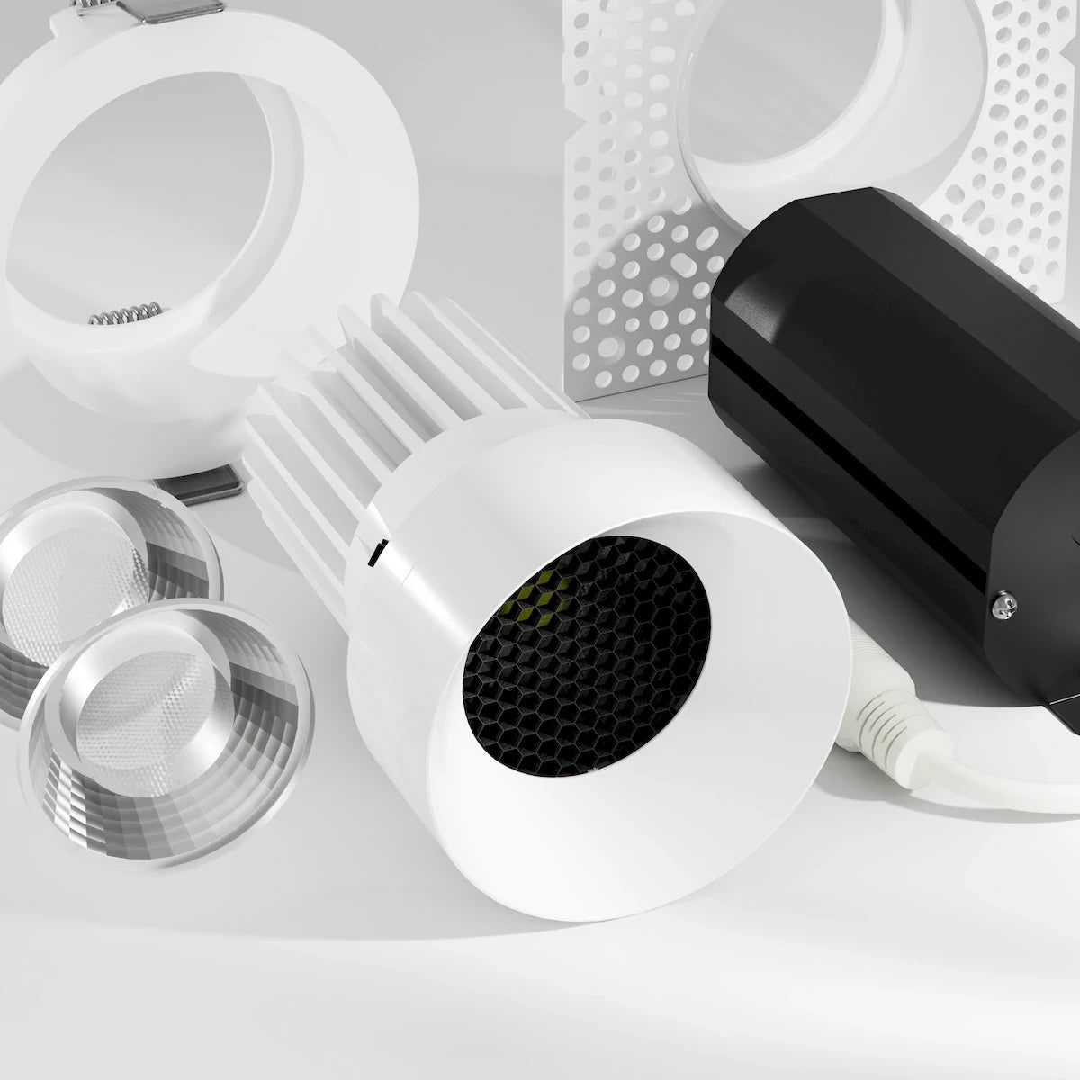 American Lighting RHYM-DL3R-15-36-THNC-5CCT-WH Rhyme 3" Round LED Downlight - Honeycomb Louver - 15W - White