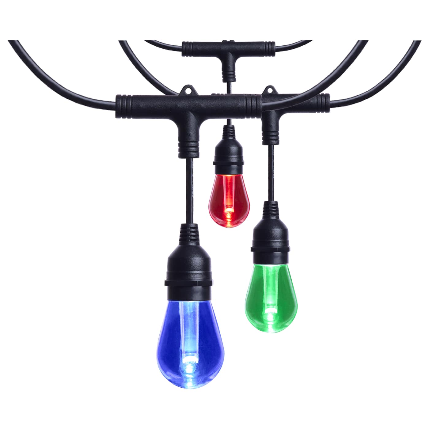 Satco S11190 Starfish - 24 Foot LED String Light - 12-S14 Lamps - IOT - RGBTW - CCT Selectable - Finish: Black