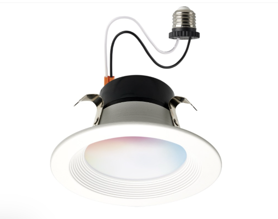 SATCO S11568 Starfish Smart LED Retrofit Downlight - 4IN Round - 10.5W - Tunable White and RGB - 120V - White Finish