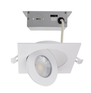 SATCO S11841 9 Watt; CCT Selectable; LED Direct Wire Downlight; Gimbaled; 4 Inch Square; Remote Driver; White