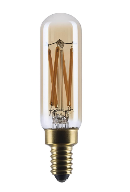 SATCO S14217 5.5 Watt T6 LED 2000K CCT Candelabra Base Clear Glass Amber Straight Filament Dimmable 120 Volt