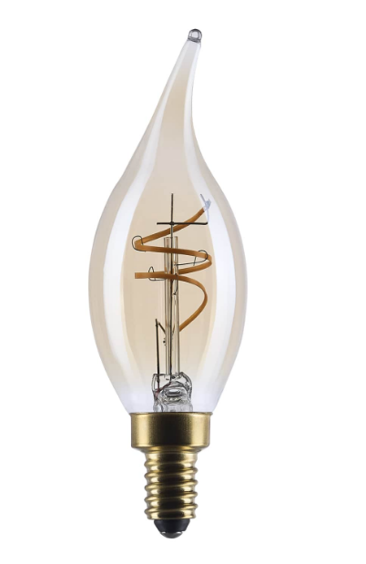 SATCO S14220 3.5 Watt CA11 LED Light Bulb 2000K CCT Candelabra Base Clear Glass; Amber Coil Filament Dimmable 120 Volt
