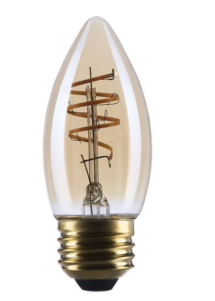 SATCO S14223 5.5 Watt C11 LED 2000K CCT Medium Base Clear Glass Amber Coil Filament Dimmable 120 Volt