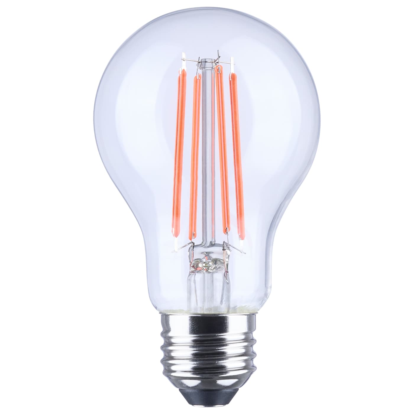SATCO S14384 8 Watt LED A19 Red Light Bulb with Medium Base - Finish: Clear Glass