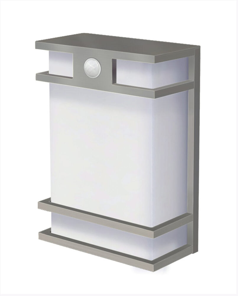 Cyber Tech Lighting S15SQSAT-NS-CCT 10-Inch 15W LED Outdoor Square Wall Sconce, Nickel Satin Finish, 3CCT 3000K/4000K/5000K, 1000 Lumens, Photocell