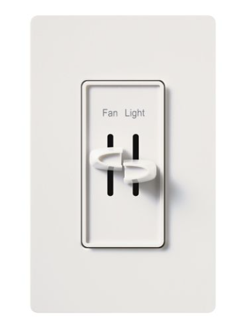 Lutron S2-LF-WH Skylark Dual Dimmer Switch and Fully Variable Fan Control, 300W Incand./Halogen and 2.5A Fan, White Finish