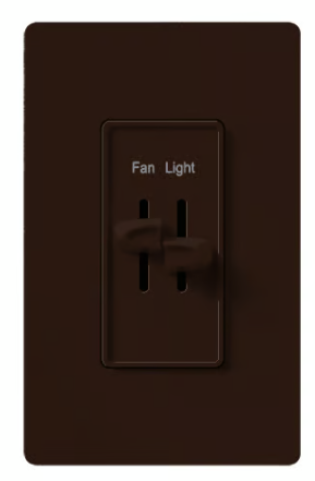 Lutron S2-LFSQH-BR Skylark Dual Dimmer Switch and 3-Speed Fan Control, 300W Incand./Halogen and 1.5A Fan, No Neutral Required, Brown Finish