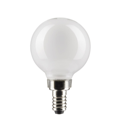 SATCO S21214 5.5 Watt G16.5 LED; White; Candelabra base; 90 CRI; 4000K; 120 Volt Light Bulb
