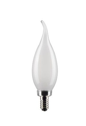 SATCO S21307 5.5 Watt CA10 LED; Frost; Candelabra base; 90 CRI; 2700K; 120 Volt Light Bulb