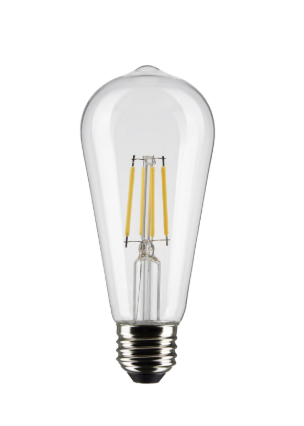 SATCO S21362 5 Watt ST19 LED; Clear; Medium base; 90 CRI; 4000K; 120 Volt Light Bulb
