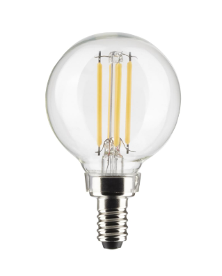 SATCO S21811 4 Watt G16.5 LED; Clear; Candelabra Base; 3000K; 350 Lumens; 120 Volt; 2-Pack Light Bulb