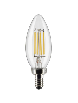 SATCO S21819 4 Watt B11 LED; Clear; Candelabra Base; 2700K; 350 Lumens; 120 Volt; 2-Pack Light Bulb