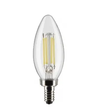 SATCO S21829 LED B11 Bulb, E12, Wattage 5.5W, Lumens 500 lm, Voltage 120V, Color Temperature 5000K, 2 Pack