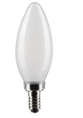 SATCO S21831 LED B11 Bulb, E12, Wattage 5.5W, Lumens 500 lm, Voltage 120V, Color Temperature 5000K, Frosted - 2 Pack