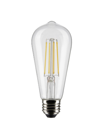 SATCO S21870 8 Watt ST19 LED; Clear: Medium Base; 2700K; 800 Lumens; 2-Pack Light Bulb