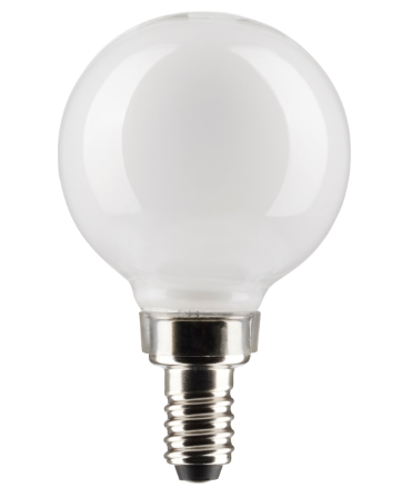 SATCO S21876 4.5 Watt G16.5 LED; White; Candelabra Base; 5000K; 120 Volt; 2-Card Light Bulb
