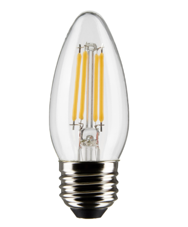 SATCO S21879 4 Watt B11 LED; Clear; Medium Base; 5000K; 120 Volt; 2-Pack Light Bulb