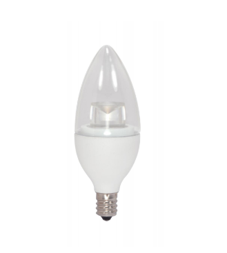 SATCO S29618 3.5 Watt LED Candle; 2700K; Candelabra base; 120 Volt Light Bulb