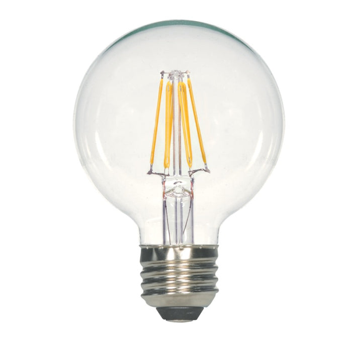 Satco S29878 G25 LED Filament Lamp, Clear, E26, Wattage 5.5W, Color Temperature 2700K, 500 Lumens, Voltage 120V