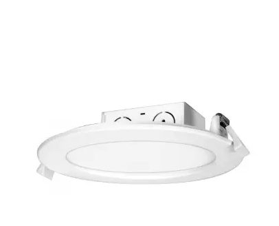 Satco S39061 6-in Direct-Wire LED Downlight, Edge-Lit, Dimmable, Wattage 11.6W, Lumens 730 lm, Voltage 120V, Color Temperature 2700K, White