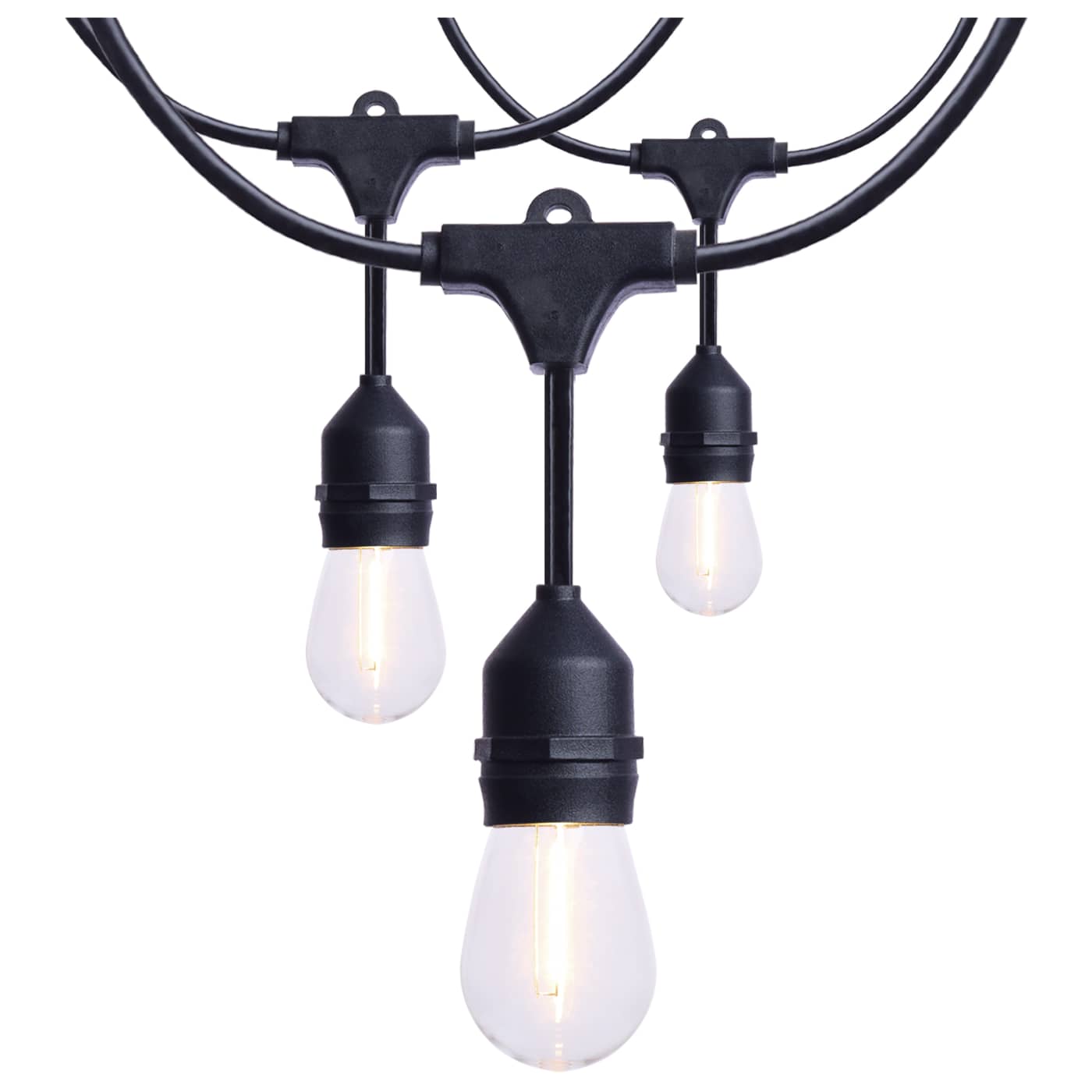 Satco S8020R1 24Ft LED String Light 12 S14 Lamps 2700K Black 120V Wet Rated