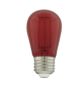 SATCO S8022 1 Watt; S14 LED Filament; Red Transparent Glass Bulb; E26 Base; 120 Volt; Non-Dimmable; Pack of 4