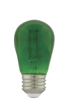 SATCO S8024 1 Watt; S14 LED Filament; Green Transparent Glass Bulb; E26 Base; 120 Volt; Non-Dimmable; Pack of 4