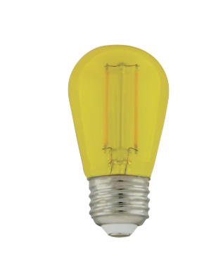 SATCO S8025 1 Watt; S14 LED Filament; Yellow Transparent Glass Bulb; E26 Base; 120 Volt; Non-Dimmable; Pack of 4