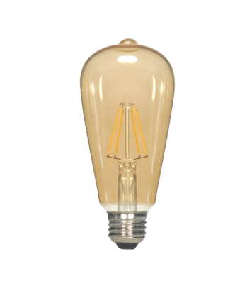 SATCO S9578 4.5 Watt ST19 LED; Transparent Amber; Medium base; 2000K; 350 Lumens; 120 Volt Light Bulb