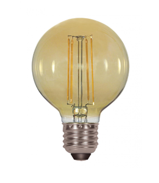 SATCO S9584 4.5 Watt G25 LED; Amber; Medium base; 2000K; 380 Lumens; 120 Volt Light Bulb