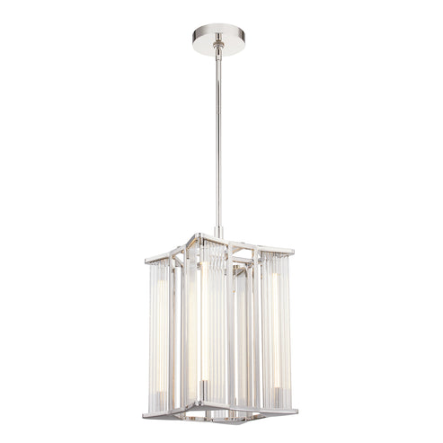 Alora Lighting PD339415PNCR-UNV Sabre 11-in Pendant Ceiling Light - CCT: 2700K - Finish: Polished Nickel/Ribbed Glass