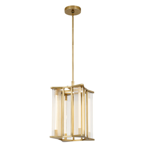 Alora Lighting PD339415VBCR-UNV Sabre 11-in Pendant Ceiling Light - CCT: 2700K - Finish: Vintage Brass/Ribbed Glass