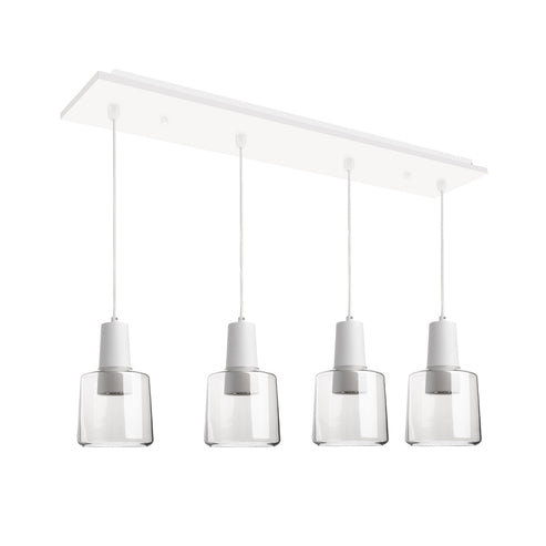 Kuzco Lighting MP12506WHCL-04 Samson 6-in 4 Head Multi Pendant Ceiling Light - CCT: 3000K - Finish: White/Clear Glass