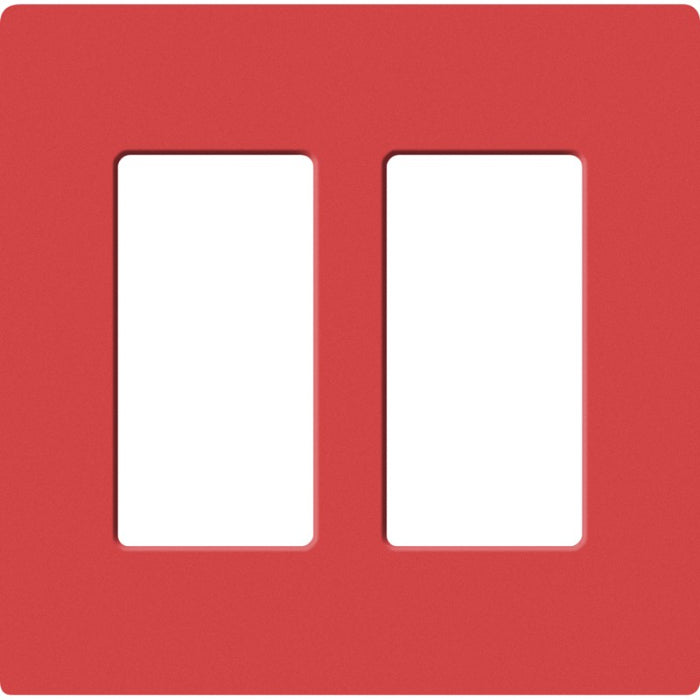 Lutron SC-2-SR Claro Screwless Designer Wall Plate W/Two Gang, Signal Red Finish