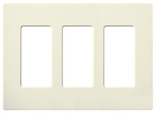 Lutron SC-3-BI Claro Screwless Designer Wall Plate W/Three Gang, Biscuit Finish