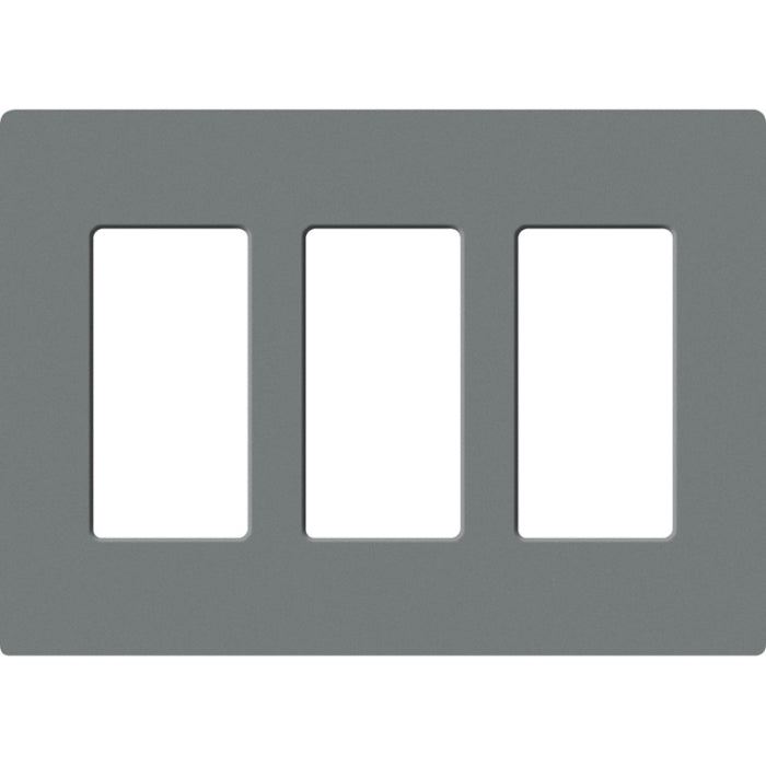 Lutron SC-3-SL Claro Screwless Designer Wall Plate W/Three Gang, Slate Finish