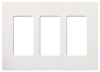 Lutron SC-3-SW Claro Screwless Designer Wall Plate W/Three Gang, Snow White Finish