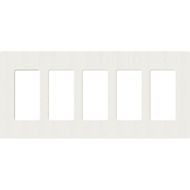 Lutron SC-5-RW Claro Decora Screwless Wall Plate W/Five Gang, Architectural White Finish