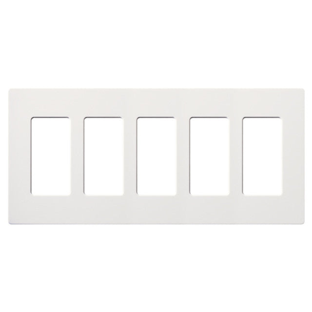 Lutron SC-5-SW Claro Decora Screwless Wall Plate W/Five Gang, Snow White Finish