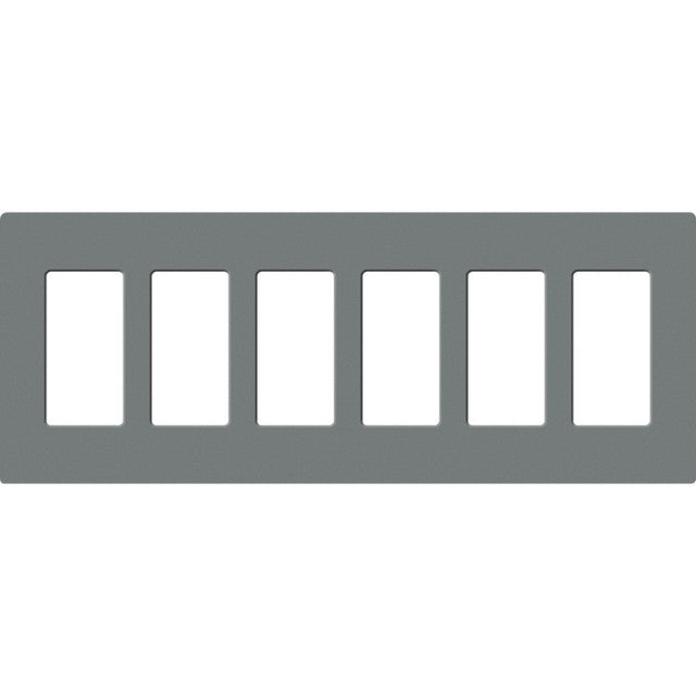 Lutron SC-6-SL Satin Decora Screwless Wall Plate W/Six Gang, Slate Finish