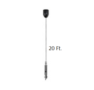 Westgate SCL-CCK-20FT-BK 20ft 1/16 Inch Suspension Wire With Decor Ceiling At- Tachment - Keyhole End Black Finish