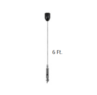 Westgate SCL-CCK-6FT-BK Adjustable. 6ft 1/16in Suspension Wire With Decor Ceiling Attachment - Keyhole End Black Finish
