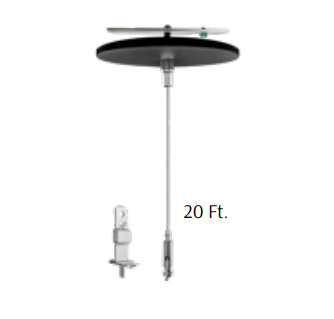 Westgate SCL-CS1-20FT-BK Adjustable. 20ft 1/16 Inch Single Suspension Canopy Set With Keyhole End Connector Non-Power Side Black Finish