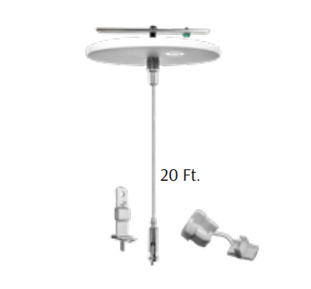 Westgate SCL-CS1P-20FT-NC Adjustable. 20ft 1/16 Inch Single Suspension Canopy Set With Keyhole End Connector, Power Side, Without Cord