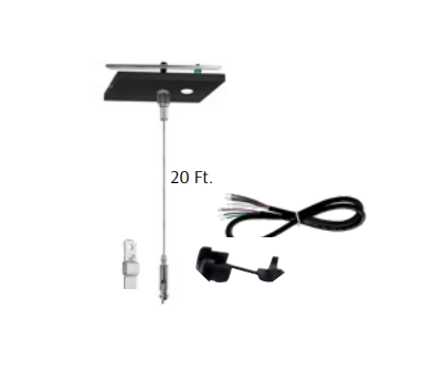 Westgate SCL-CSQ1P-20FT-BK 20ft 1/16 Inch Single Square Suspension Canopy Set With Keyhole End Connector, Power Side Kit Black Finish
