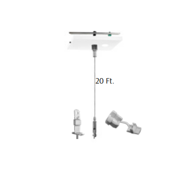 Westgate SCL-CSQ1P-20FT-NC 20ft 1/16 Inch Single Square Suspension Canopy Set With Keyhole End Connector, Power Side without Cord